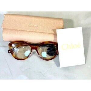Chloe Havana Cat Eye Women Sunglasses Blue Light Photochromic CH0089S 001 New